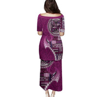 Samoan Siapo Art Tattoo Polynesian Pattern Family Matching Puletasi and Hawaiian Shirt Pink Color - Polynesian Pride