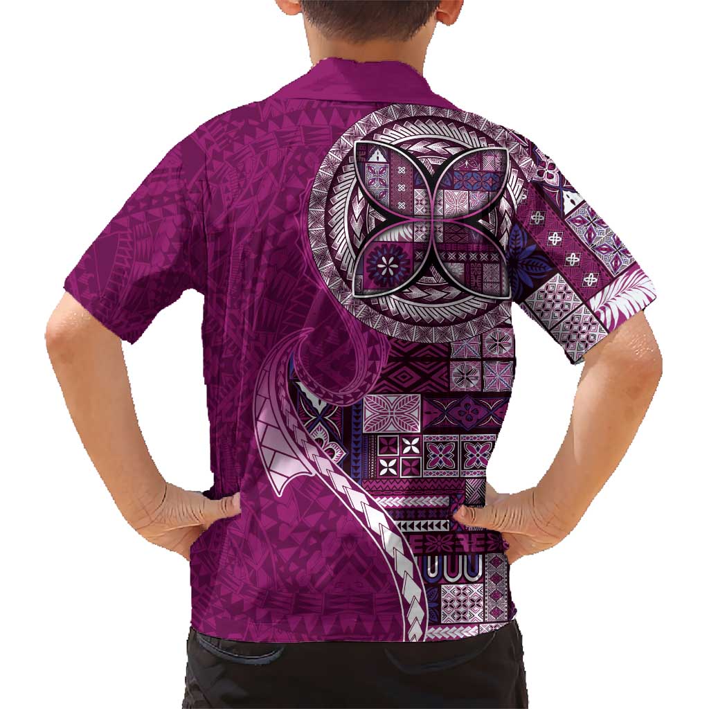 Samoan Siapo Art Tattoo Polynesian Pattern Kid Hawaiian Shirt Pink Color - Polynesian Pride