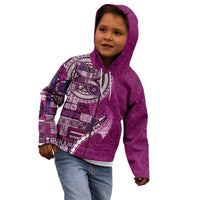 Samoan Siapo Art Tattoo Polynesian Pattern Kid Hoodie Pink Color - Polynesian Pride