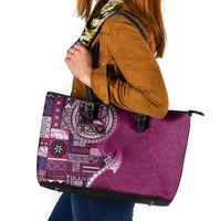 Samoan Siapo Art Tattoo Polynesian Pattern Leather Tote Bag Pink Color LT03 Pink - Polynesian Pride