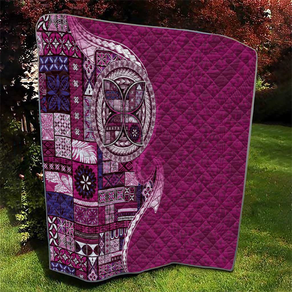 Samoan Siapo Art Tattoo Polynesian Pattern Quilt Pink Color - Polynesian Pride