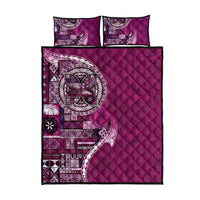 Samoan Siapo Art Tattoo Polynesian Pattern Quilt Bed Set Pink Color - Polynesian Pride