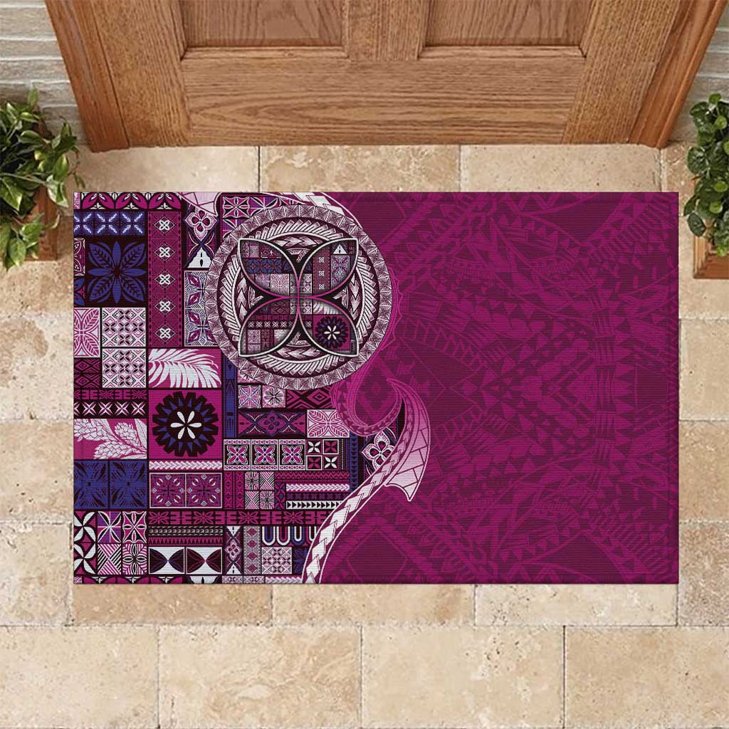 Samoan Siapo Art Tattoo Polynesian Pattern Rubber Doormat Pink Color - Polynesian Pride