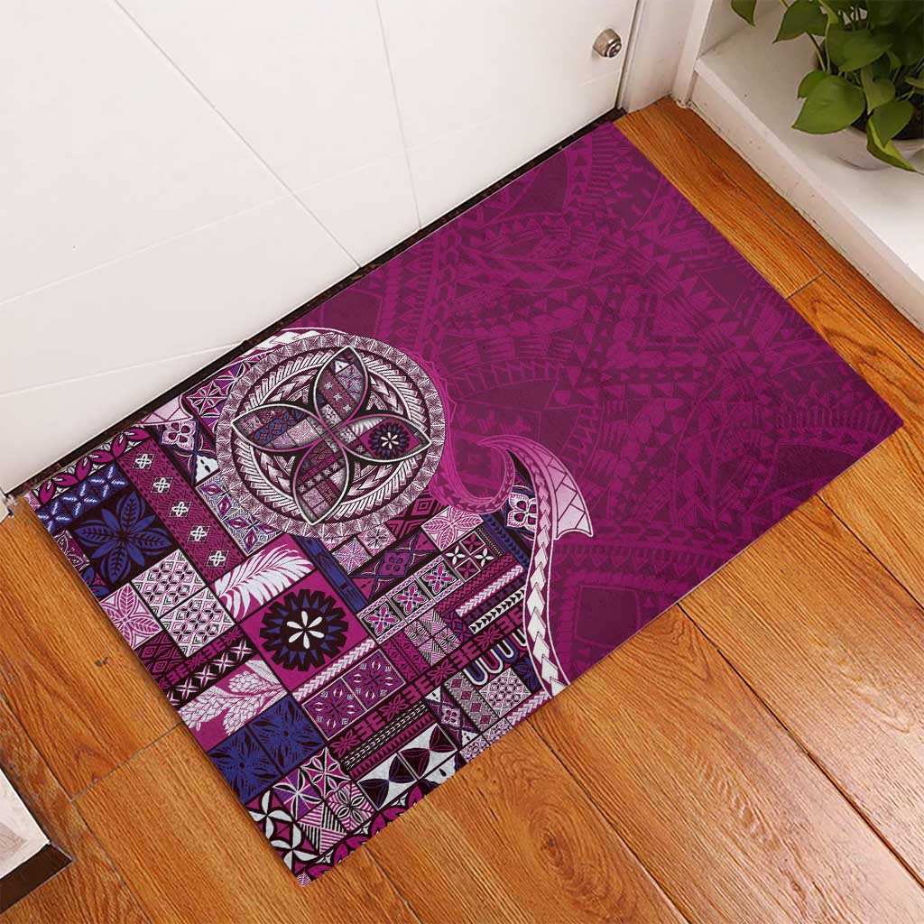 Samoan Siapo Art Tattoo Polynesian Pattern Rubber Doormat Pink Color - Polynesian Pride