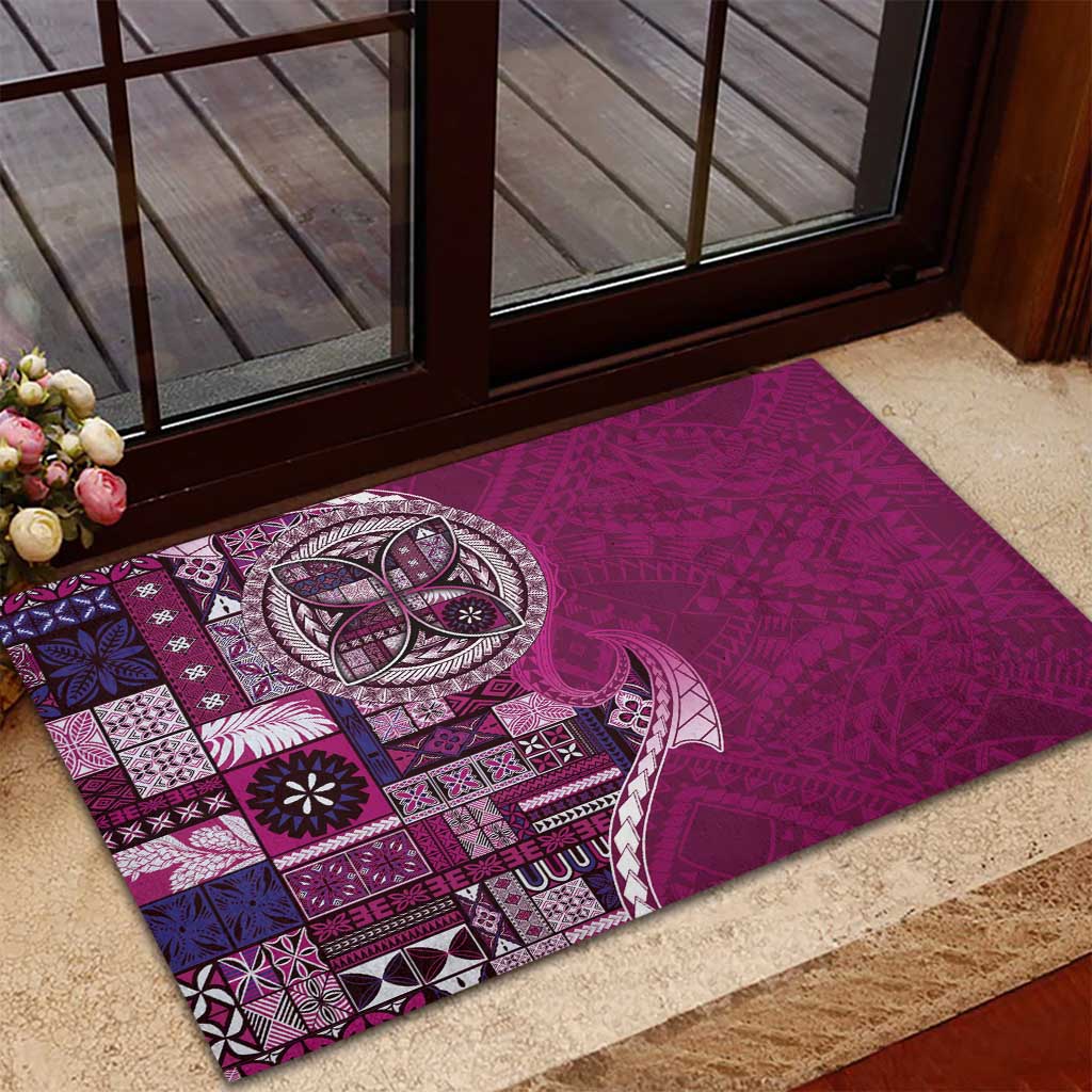 Samoan Siapo Art Tattoo Polynesian Pattern Rubber Doormat Pink Color - Polynesian Pride
