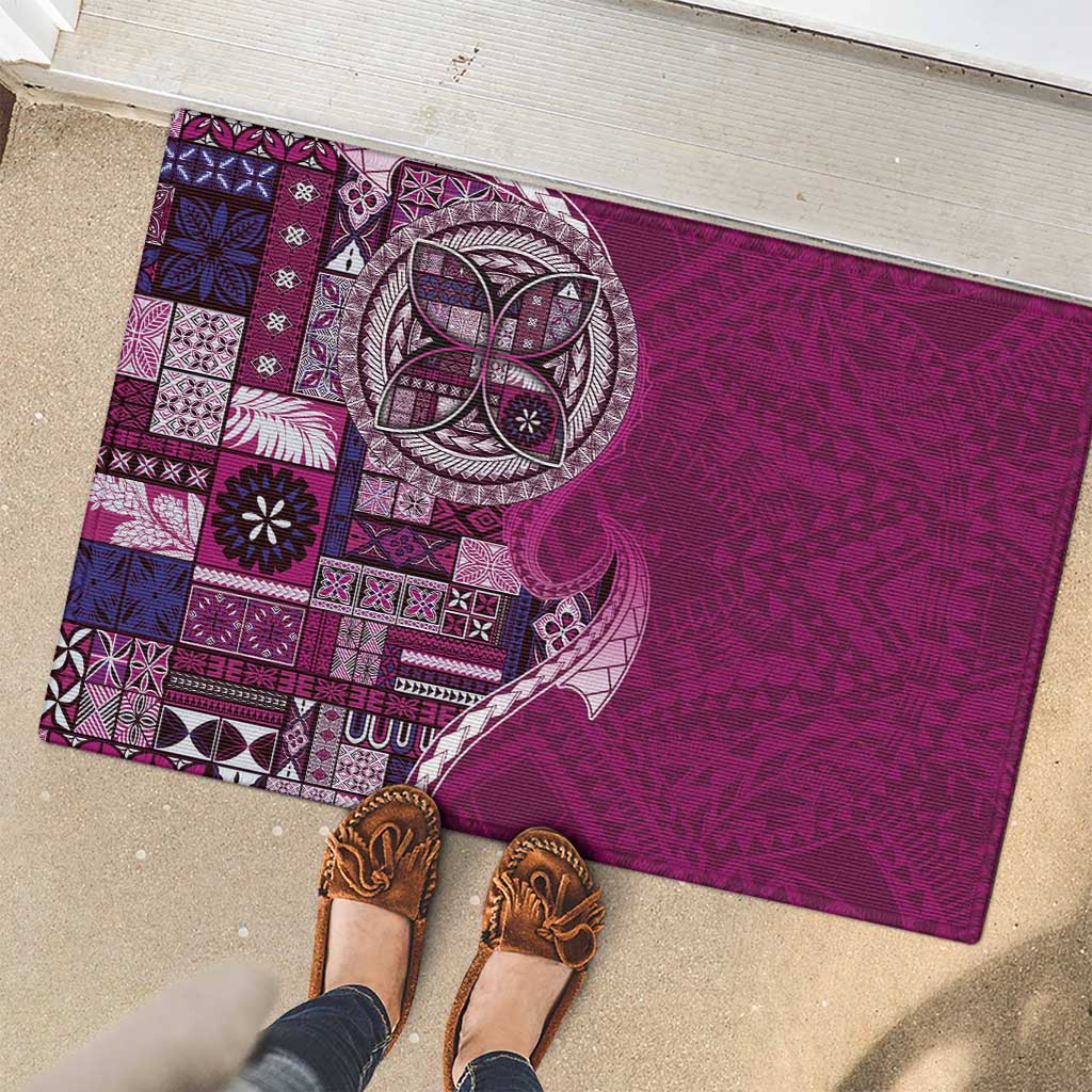 Samoan Siapo Art Tattoo Polynesian Pattern Rubber Doormat Pink Color - Polynesian Pride