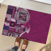 Samoan Siapo Art Tattoo Polynesian Pattern Rubber Doormat Pink Color - Polynesian Pride