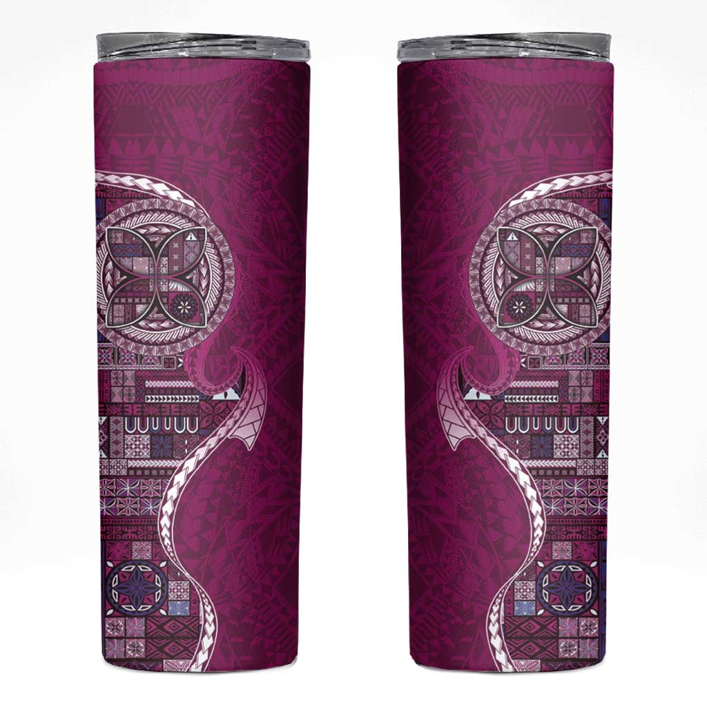 Samoan Siapo Art Tattoo Polynesian Pattern Skinny Tumbler Pink Color - Polynesian Pride