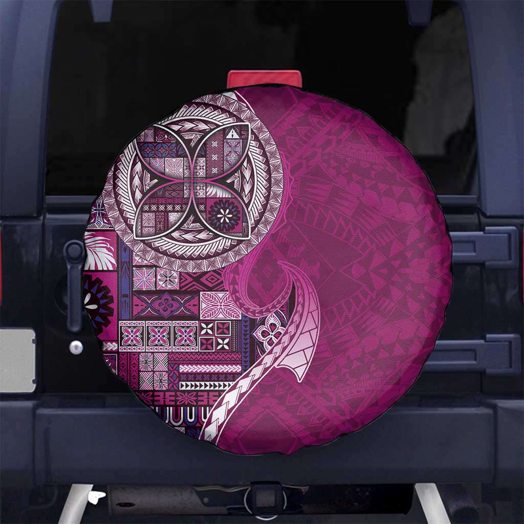 Samoan Siapo Art Tattoo Polynesian Pattern Spare Tire Cover Pink Color - Polynesian Pride