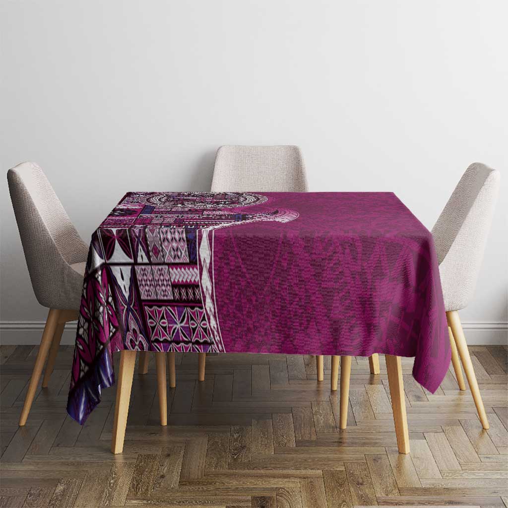 Samoan Siapo Art Tattoo Polynesian Pattern Tablecloth Pink Color - Polynesian Pride