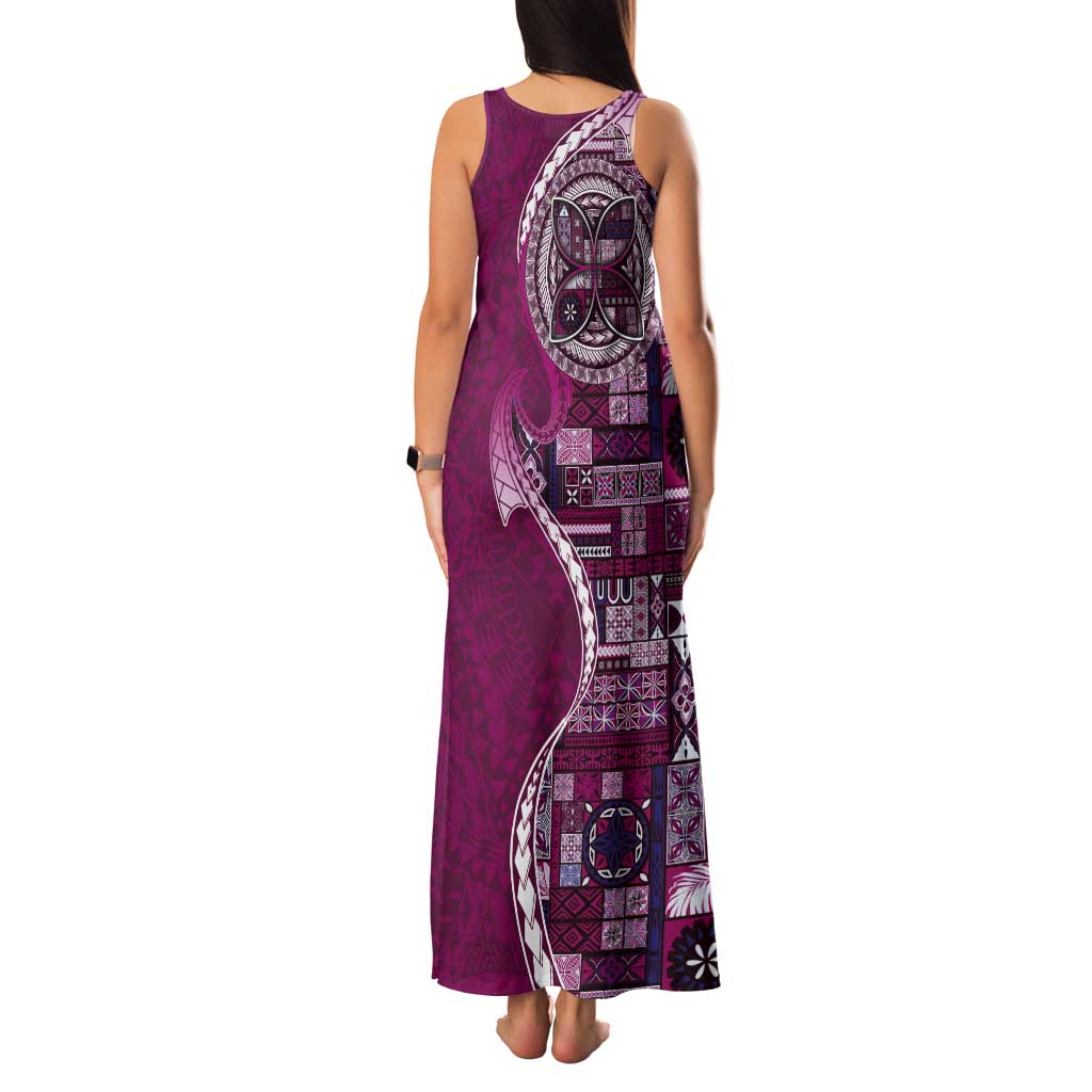 Samoan Siapo Art Tattoo Polynesian Pattern Tank Maxi Dress Pink Color - Polynesian Pride