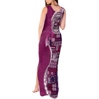 Samoan Siapo Art Tattoo Polynesian Pattern Tank Maxi Dress Pink Color - Polynesian Pride