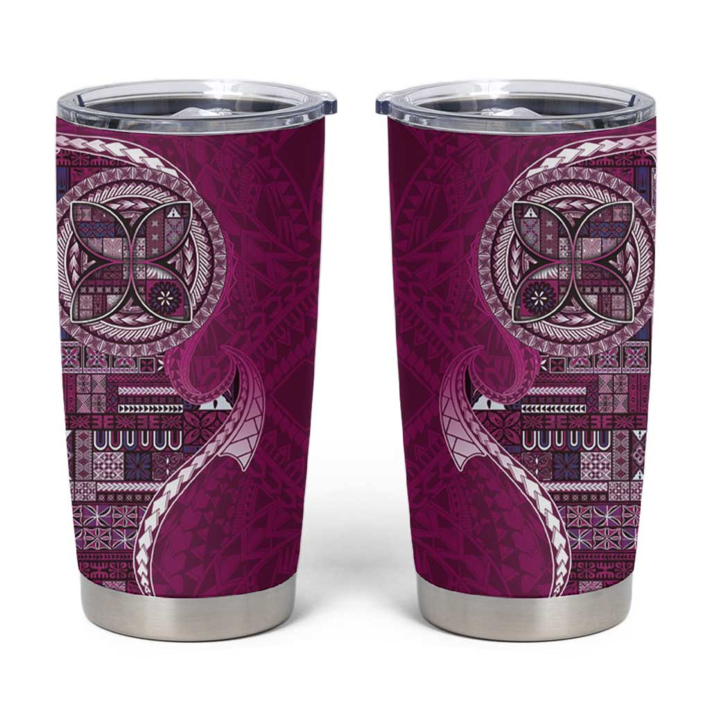 Samoan Siapo Art Tattoo Polynesian Pattern Tumbler Cup Pink Color - Polynesian Pride