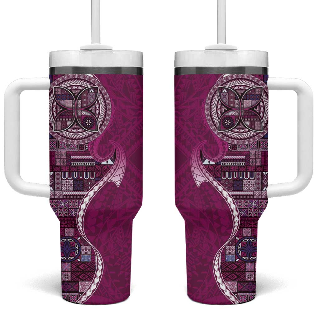 Samoan Siapo Art Tattoo Polynesian Pattern Tumbler With Handle Pink Color LT03 One Size: 40 oz Pink - Polynesian Pride