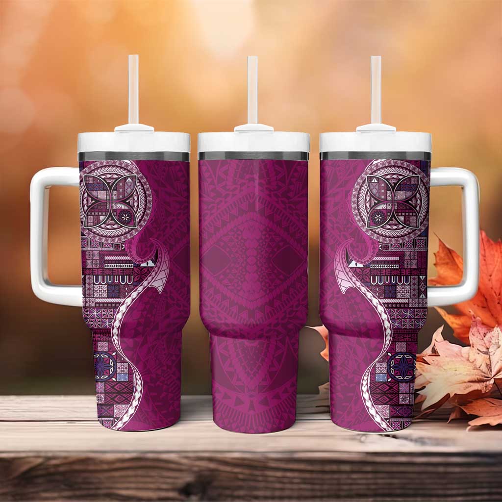 Samoan Siapo Art Tattoo Polynesian Pattern Tumbler With Handle Pink Color LT03 - Polynesian Pride