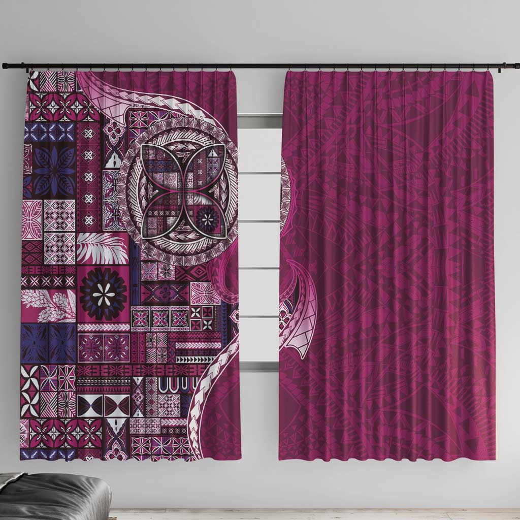 Samoan Siapo Art Tattoo Polynesian Pattern Window Curtain Pink Color - Polynesian Pride