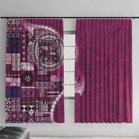 Samoan Siapo Art Tattoo Polynesian Pattern Window Curtain Pink Color LT03 With Hooks Pink - Polynesian Pride