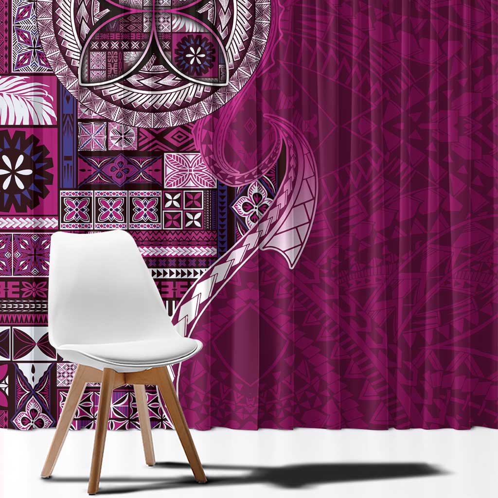 Samoan Siapo Art Tattoo Polynesian Pattern Window Curtain Pink Color LT03 - Polynesian Pride