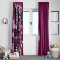 Samoan Siapo Art Tattoo Polynesian Pattern Window Curtain Pink Color LT03 - Polynesian Pride