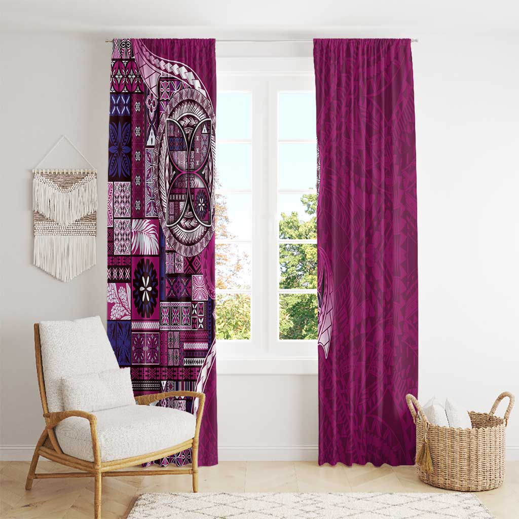 Samoan Siapo Art Tattoo Polynesian Pattern Window Curtain Pink Color LT03 - Polynesian Pride