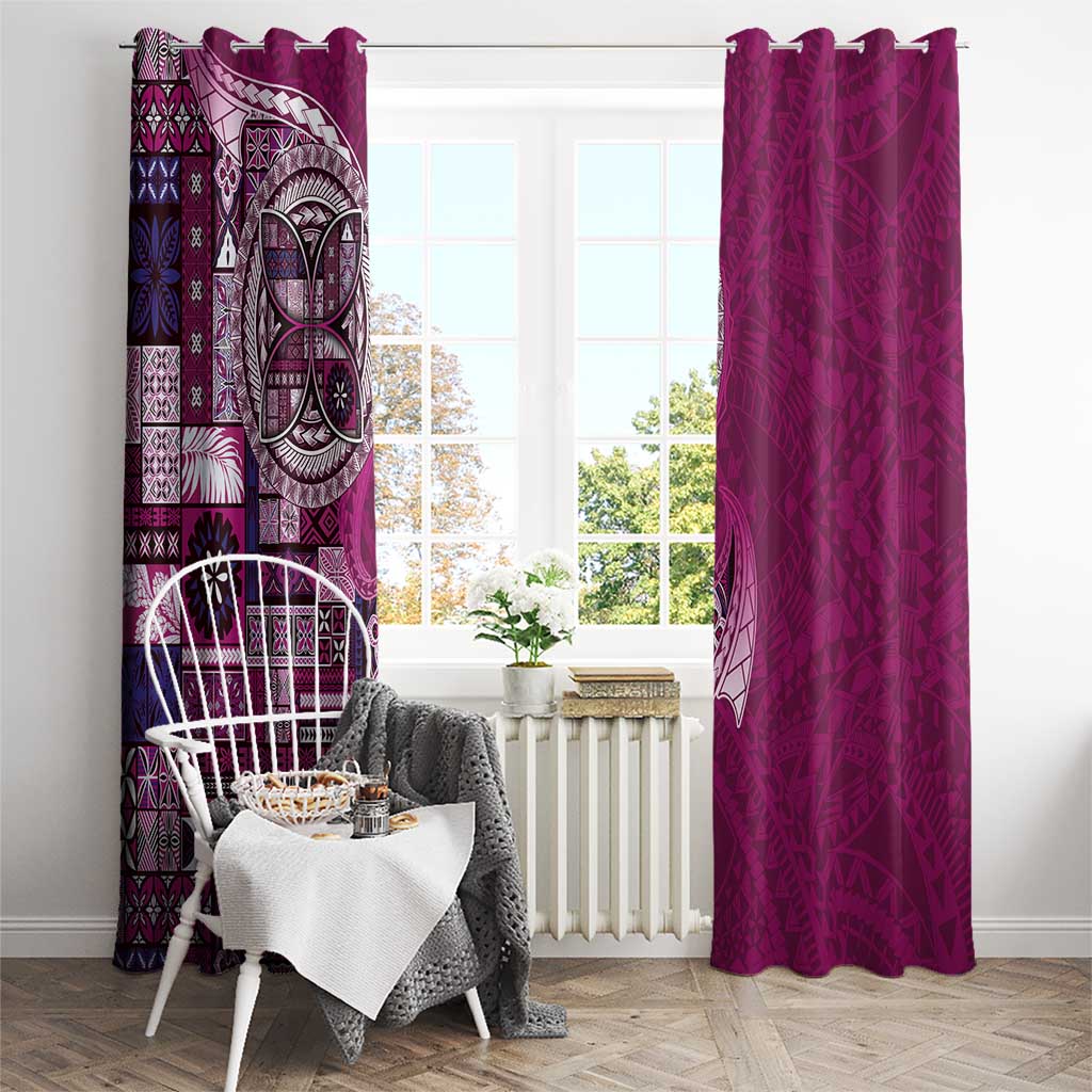 Samoan Siapo Art Tattoo Polynesian Pattern Window Curtain Pink Color LT03 - Polynesian Pride