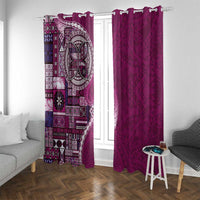 Samoan Siapo Art Tattoo Polynesian Pattern Window Curtain Pink Color LT03 With Grommets Pink - Polynesian Pride