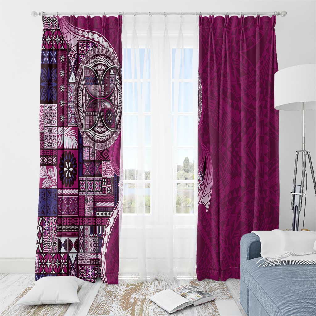 Samoan Siapo Art Tattoo Polynesian Pattern Window Curtain Pink Color LT03 - Polynesian Pride