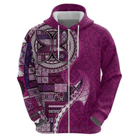 Samoan Siapo Art Tattoo Polynesian Pattern Zip Hoodie Pink Color - Polynesian Pride