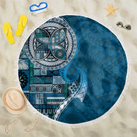 Samoan Siapo Art Tattoo Polynesian Pattern Beach Blanket Teal Color - Polynesian Pride