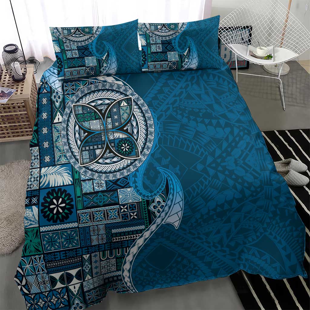 Samoan Siapo Art Tattoo Polynesian Pattern Bedding Set Teal Color - Polynesian Pride