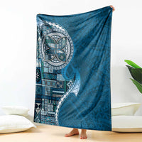 Samoan Siapo Art Tattoo Polynesian Pattern Blanket Teal Color - Polynesian Pride