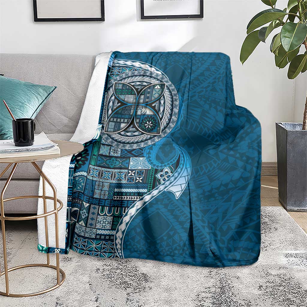 Samoan Siapo Art Tattoo Polynesian Pattern Blanket Teal Color - Polynesian Pride