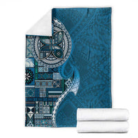 Samoan Siapo Art Tattoo Polynesian Pattern Blanket Teal Color - Polynesian Pride