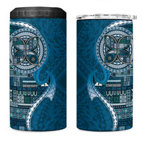 Samoan Siapo Art Tattoo Polynesian Pattern 4 in 1 Can Cooler Tumbler Teal Color LT03 One Size: 16 oz Teal - Polynesian Pride