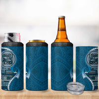 Samoan Siapo Art Tattoo Polynesian Pattern 4 in 1 Can Cooler Tumbler Teal Color LT03 - Polynesian Pride