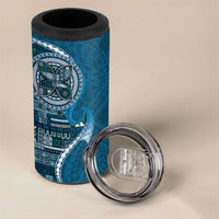 Samoan Siapo Art Tattoo Polynesian Pattern 4 in 1 Can Cooler Tumbler Teal Color LT03 - Polynesian Pride