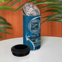 Samoan Siapo Art Tattoo Polynesian Pattern 4 in 1 Can Cooler Tumbler Teal Color LT03 - Polynesian Pride