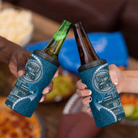 Samoan Siapo Art Tattoo Polynesian Pattern 4 in 1 Can Cooler Tumbler Teal Color LT03 - Polynesian Pride
