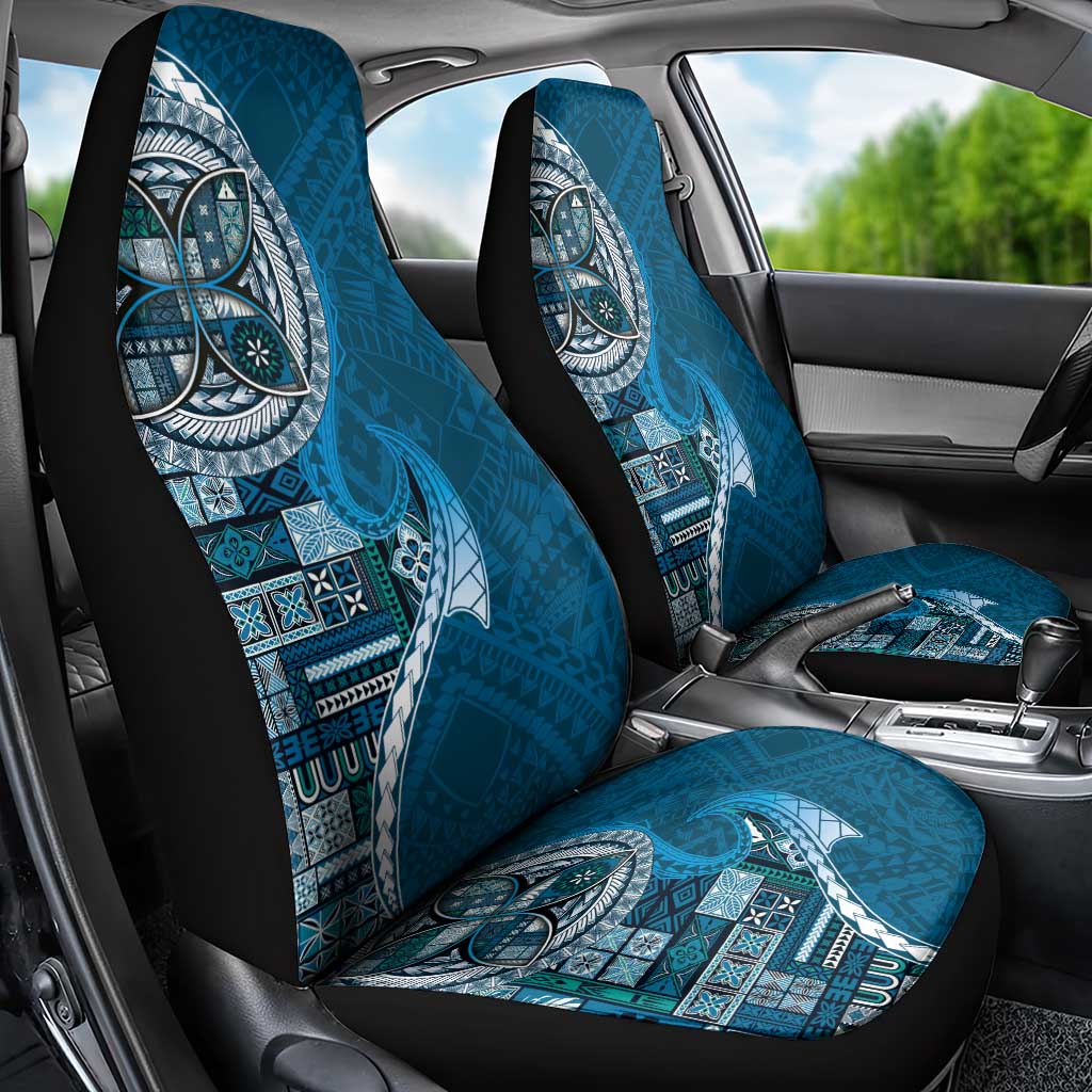 Samoan Siapo Art Tattoo Polynesian Pattern Car Seat Cover Teal Color - Polynesian Pride