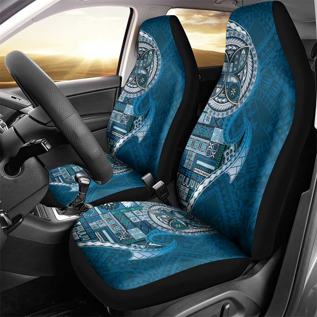 Samoan Siapo Art Tattoo Polynesian Pattern Car Seat Cover Teal Color - Polynesian Pride