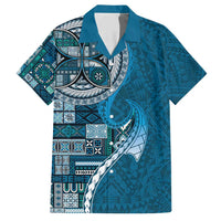 Samoan Siapo Art Tattoo Polynesian Pattern Family Matching Short Sleeve Bodycon Dress and Hawaiian Shirt Teal Color - Polynesian Pride