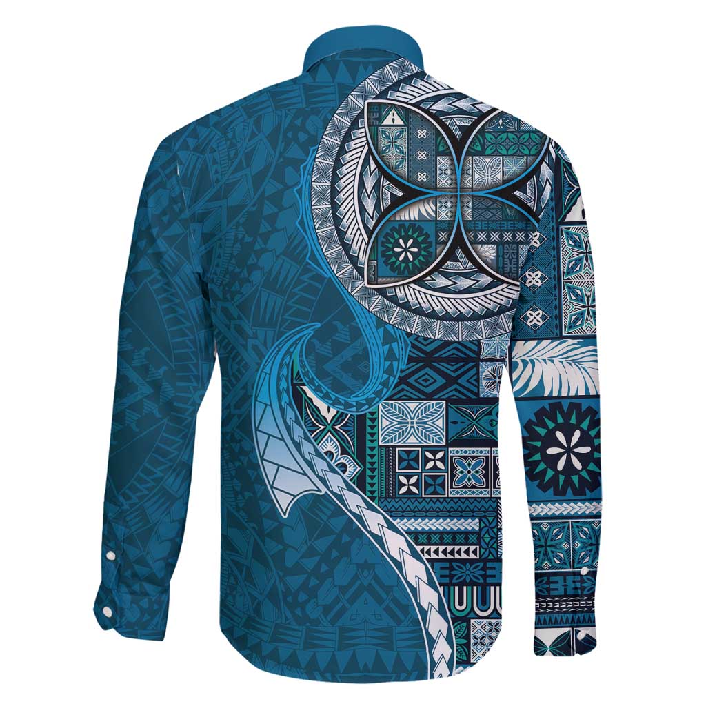 Samoan Siapo Art Tattoo Polynesian Pattern Family Matching Tank Maxi Dress and Hawaiian Shirt Teal Color - Polynesian Pride