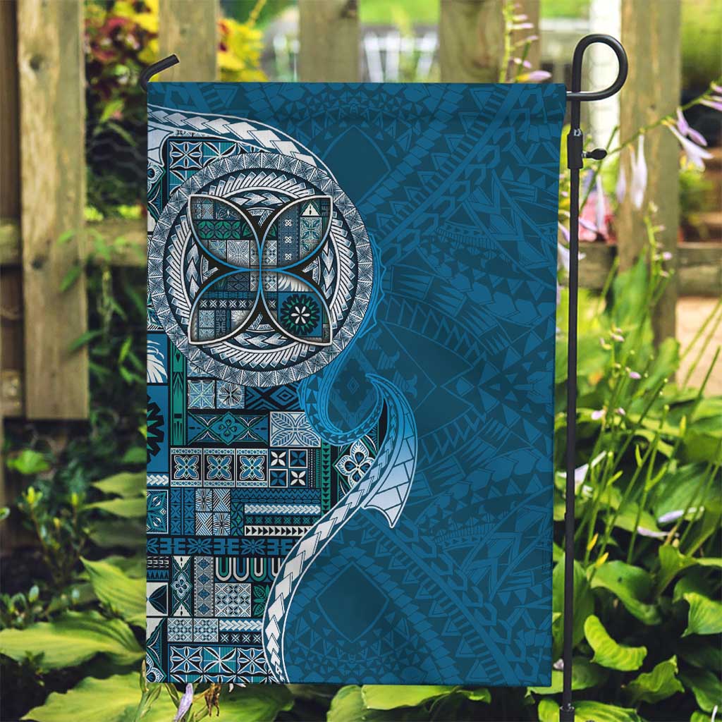 Samoan Siapo Art Tattoo Polynesian Pattern Garden Flag Teal Color - Polynesian Pride