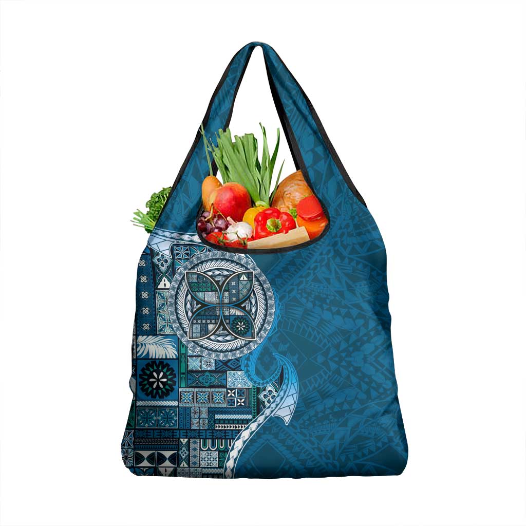Samoan Siapo Art Tattoo Polynesian Pattern Grocery Bag Teal Color - Polynesian Pride