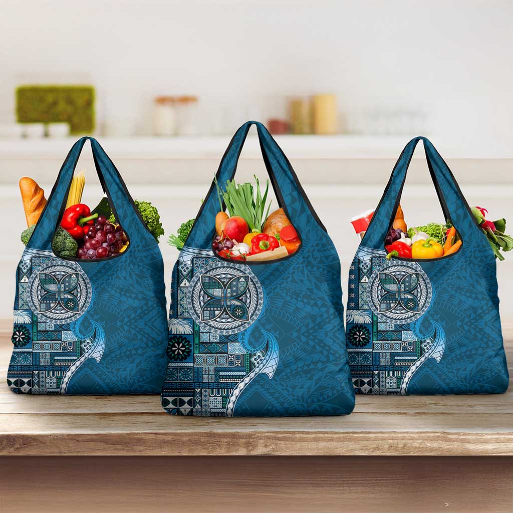 Samoan Siapo Art Tattoo Polynesian Pattern Grocery Bag Teal Color LT03 3-pack One Size Teal - Polynesian Pride