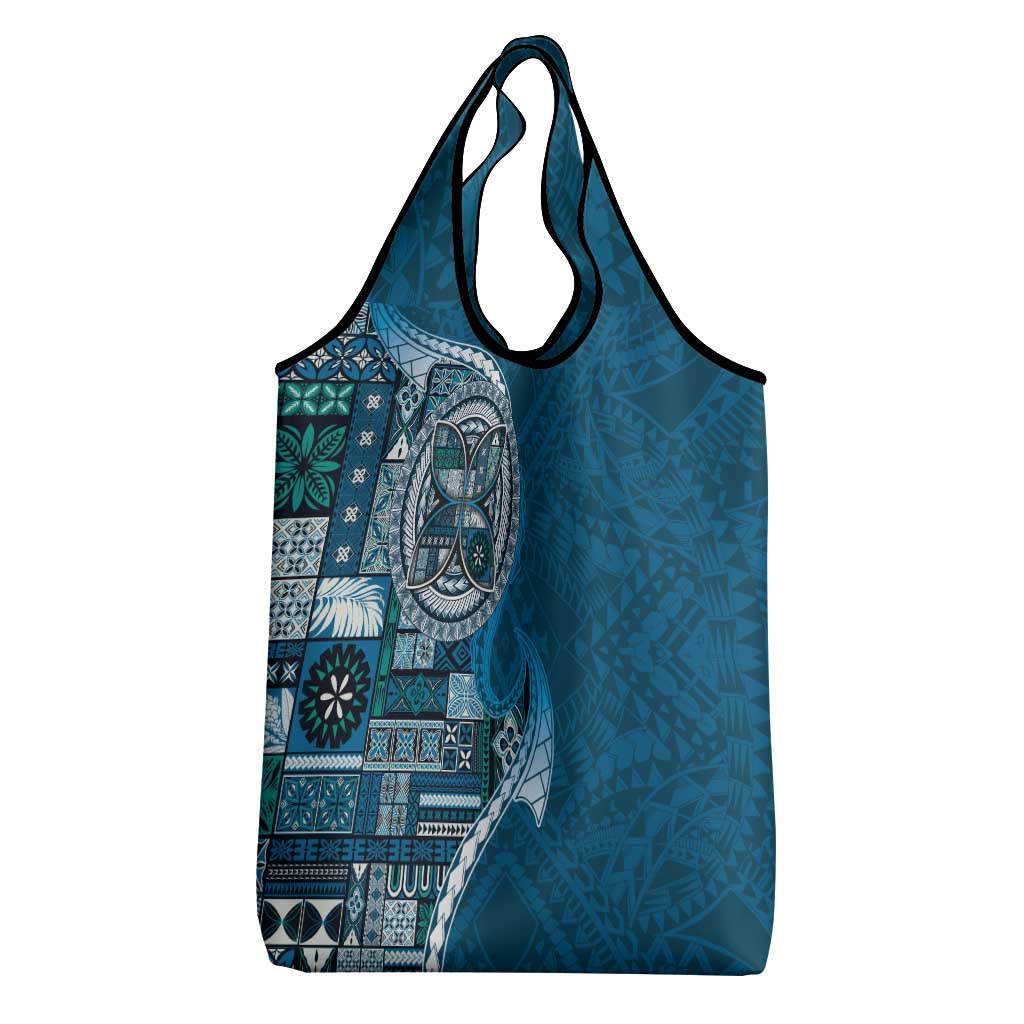 Samoan Siapo Art Tattoo Polynesian Pattern Grocery Bag Teal Color LT03 - Polynesian Pride