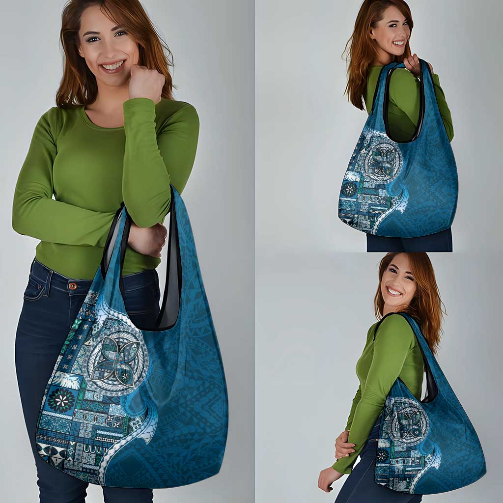 Samoan Siapo Art Tattoo Polynesian Pattern Grocery Bag Teal Color LT03 - Polynesian Pride
