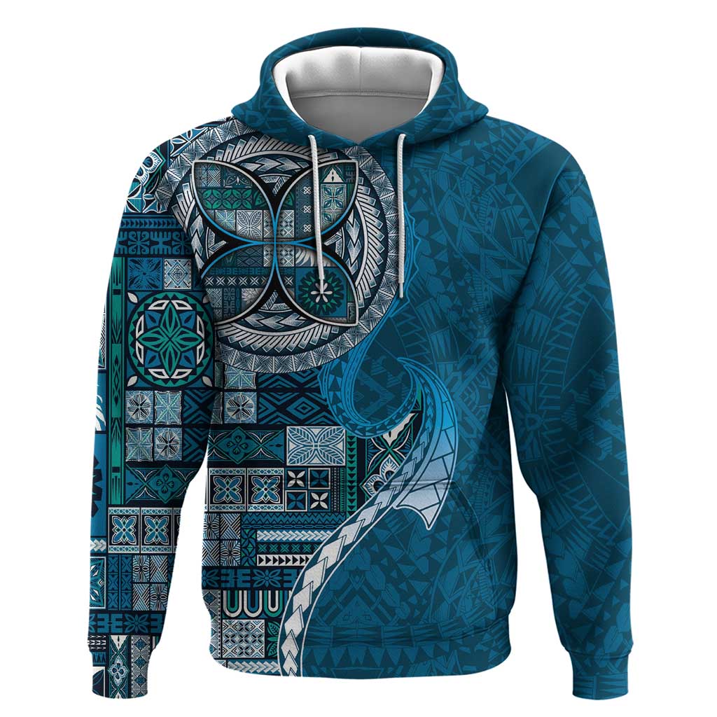 Samoan Siapo Art Tattoo Polynesian Pattern Hoodie Teal Color - Polynesian Pride