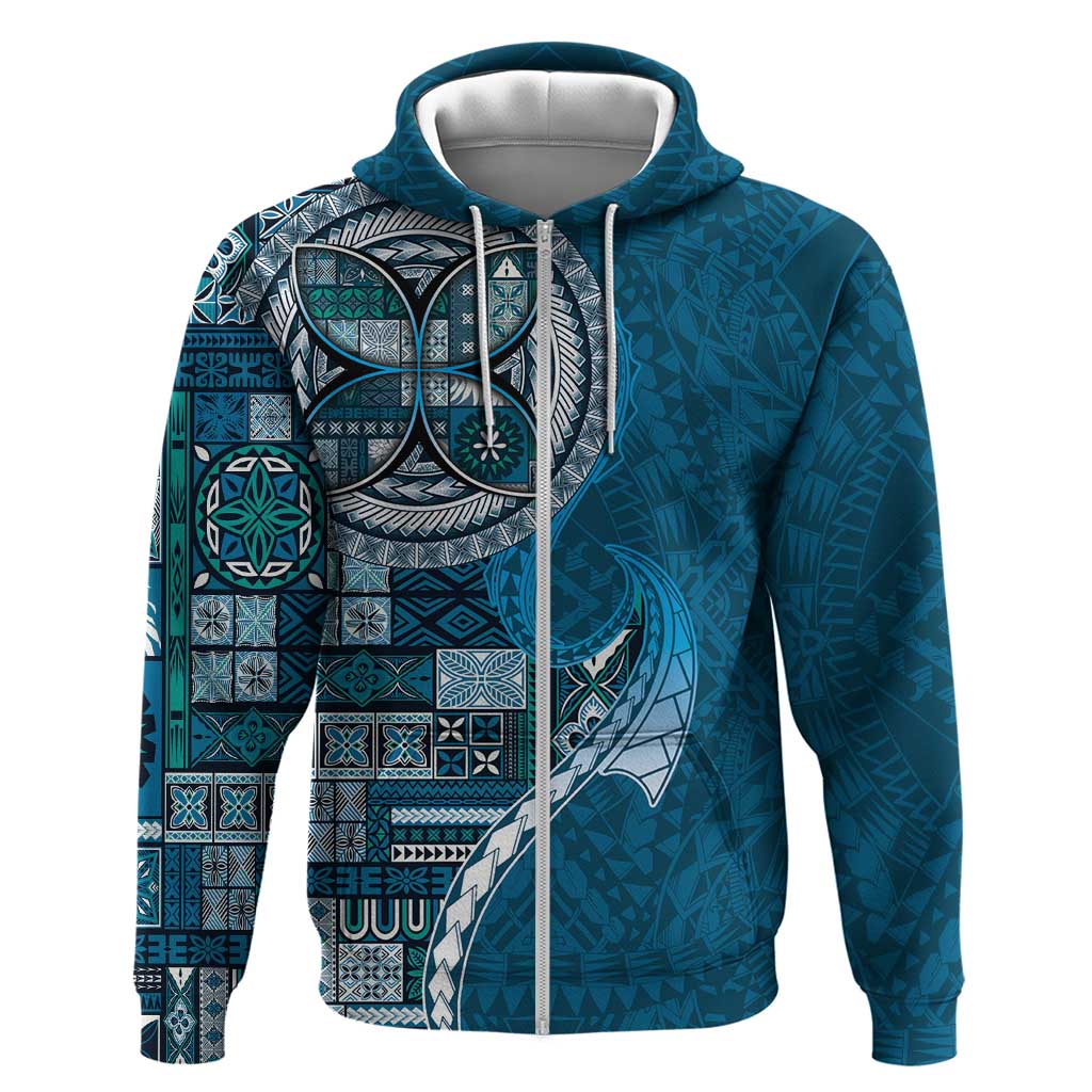 Samoan Siapo Art Tattoo Polynesian Pattern Hoodie Teal Color - Polynesian Pride