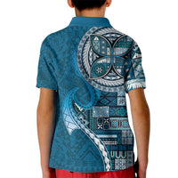 Samoan Siapo Art Tattoo Polynesian Pattern Kid Polo Shirt Teal Color - Polynesian Pride